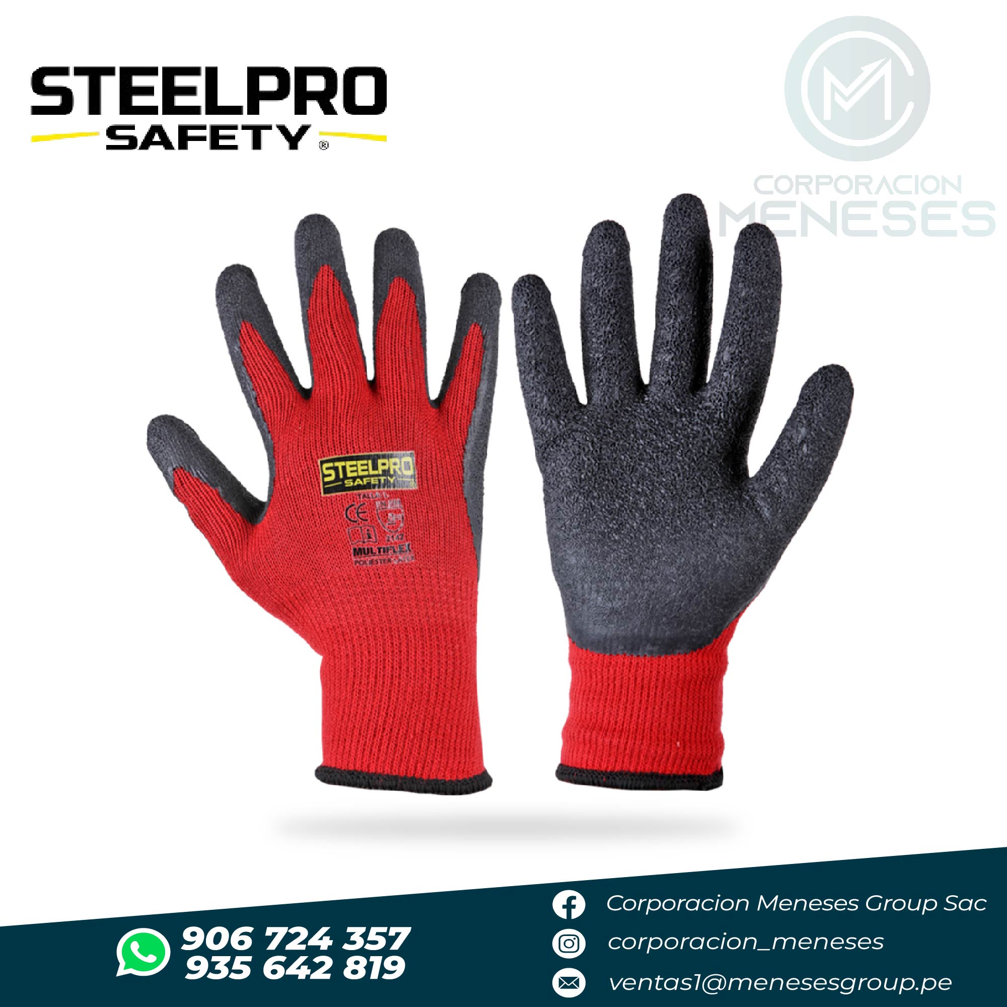 Guante Multiflex Látex Rojo Rugoso | STEELPRO