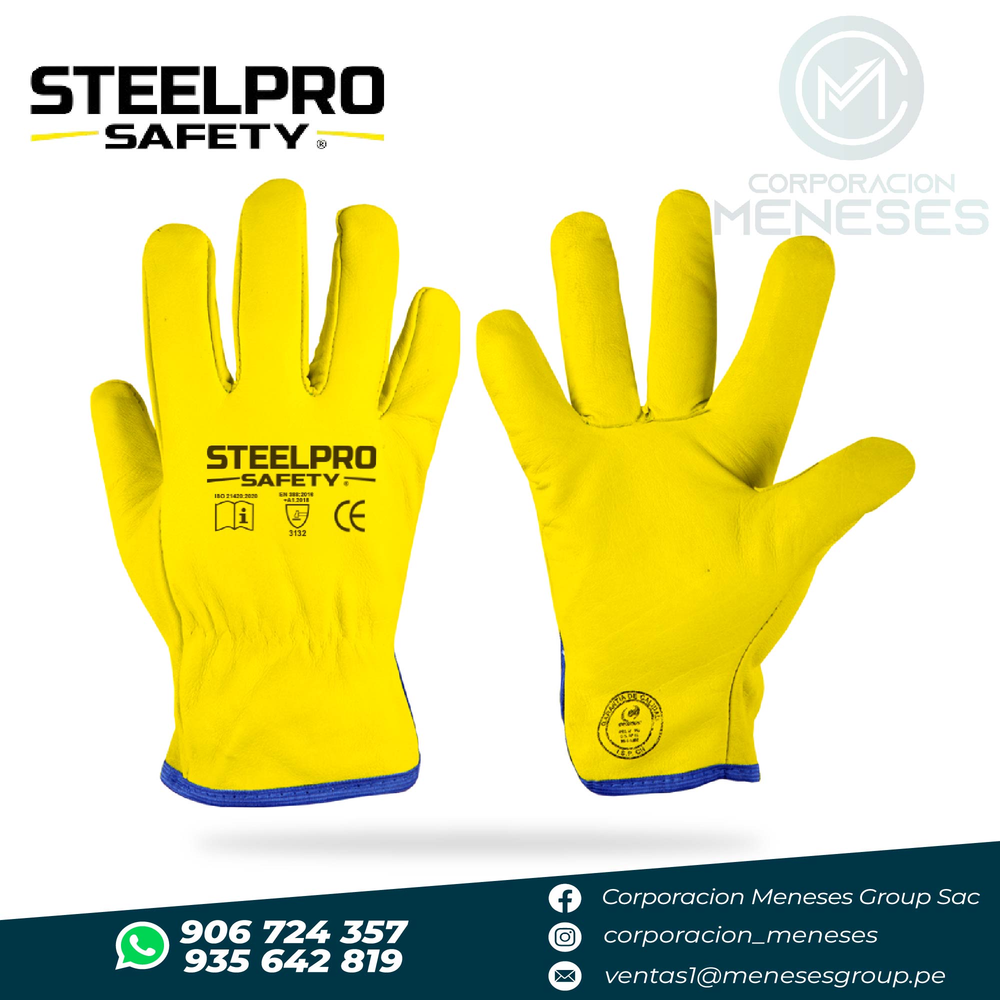 Guante de Cuero Badana Amarillo Puño Corto Steelpro