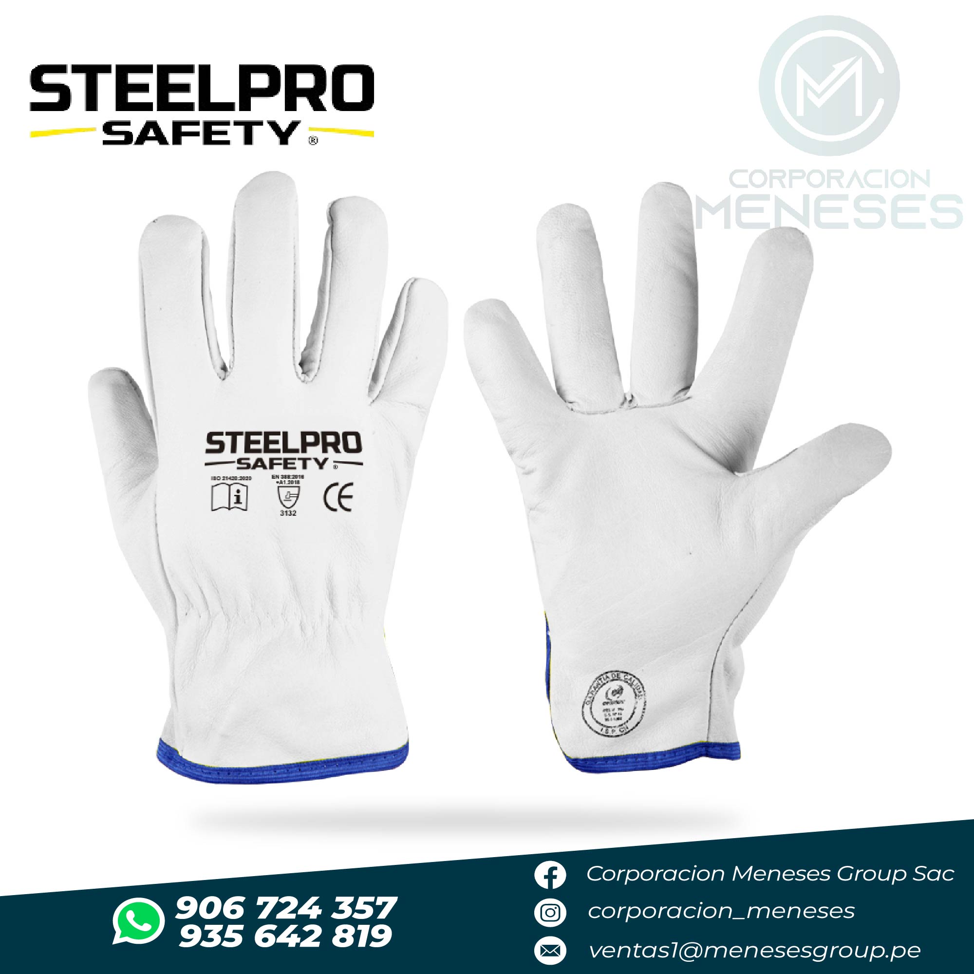 Guante de Cuero Badana Blanco Puño Corto Steelpro